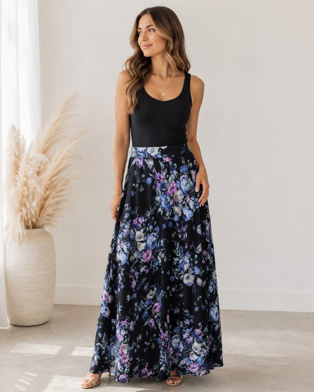 Zimmermann Black Purple Floral Maxi Skirt Womens 2 Moncur Circle Midnight Luxur